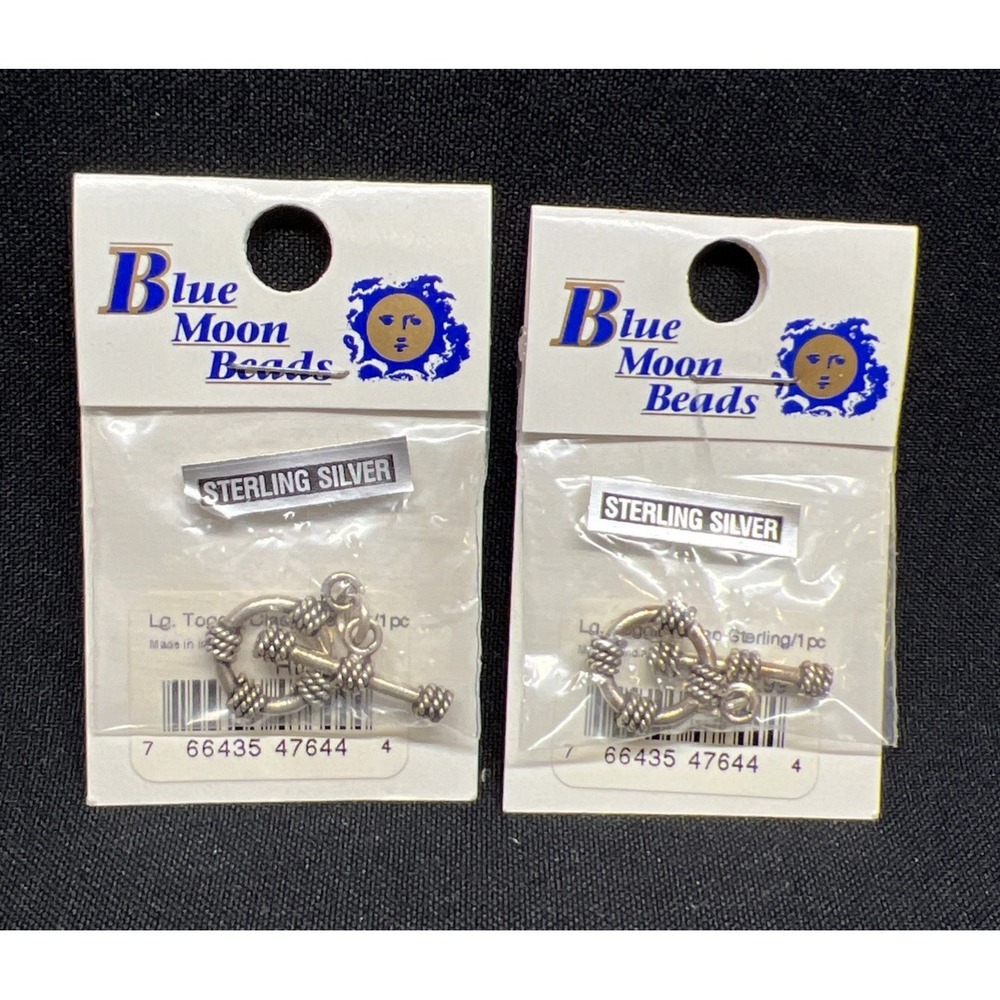 Blue Moon Beads (2) Round Rope Nautical LRG Toggle Clasp STERLING SILVER 925 NEW